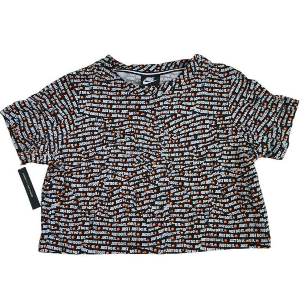 Nike Just Do It All Over Print Logo Crop Tee NWT Size Medium